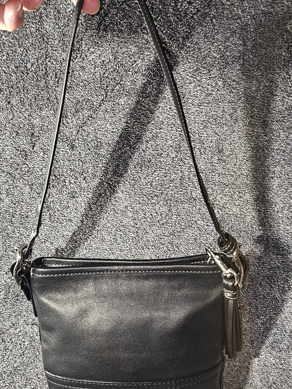 Coach Black Leather Bag With Tassel Zipper Detail Mini 7.5 W 6.5 H #1507